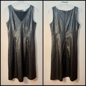 WD NY Black Metallic Linen Blend Denim Sleeveless Sheath Dress